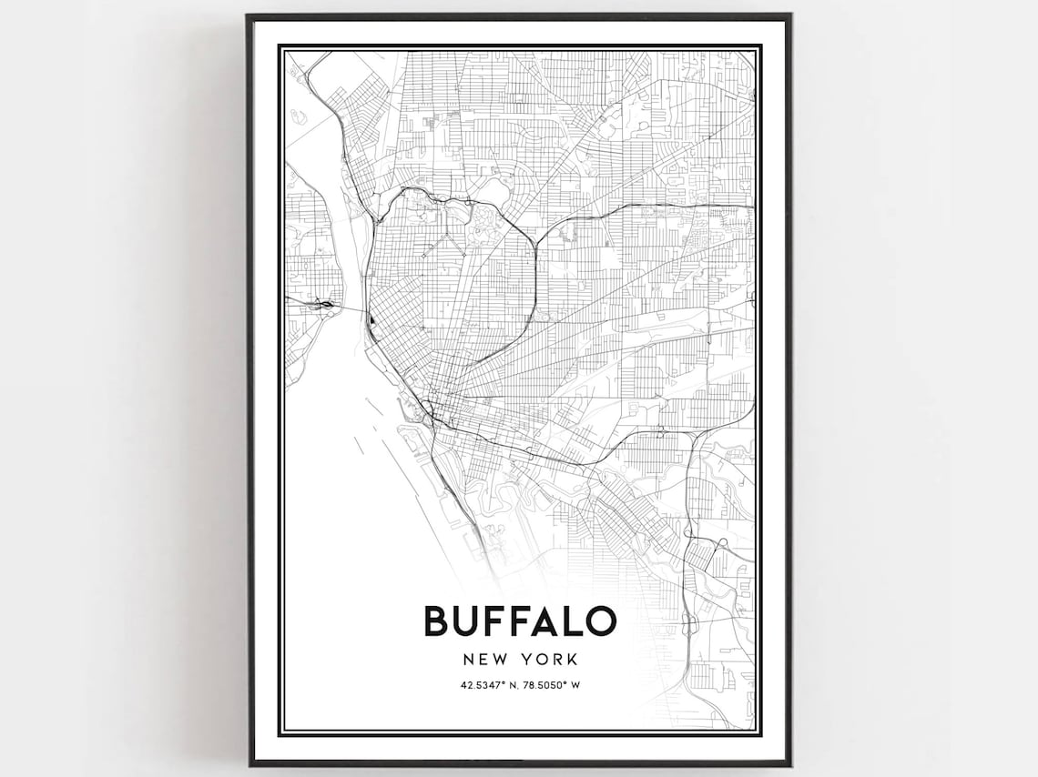 Buffalo Map Print Poster, New York Street Decor