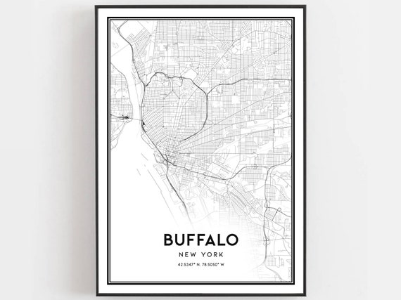 Buffalo Map Print Poster, New York Street Decor