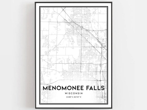 Menomonee Falls Map Poster, Wisconsin Street Decor