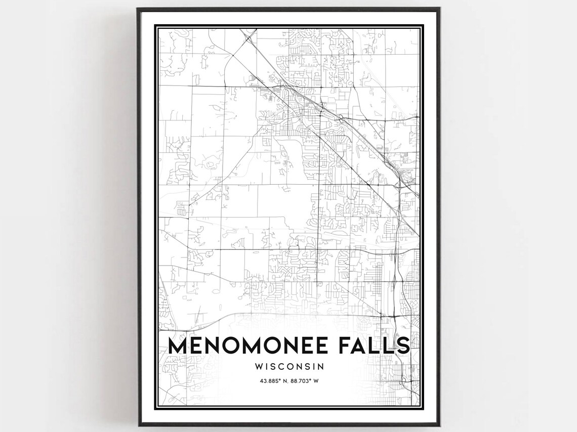 Menomonee Falls Map Poster, Wisconsin Street Decor