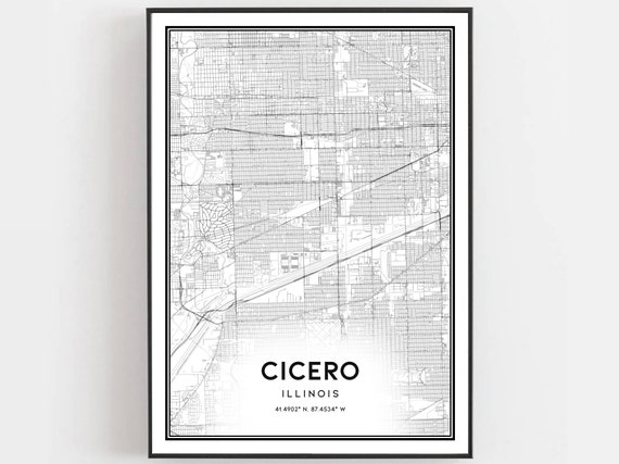 Cicero Map Print, Illinois Street Decor