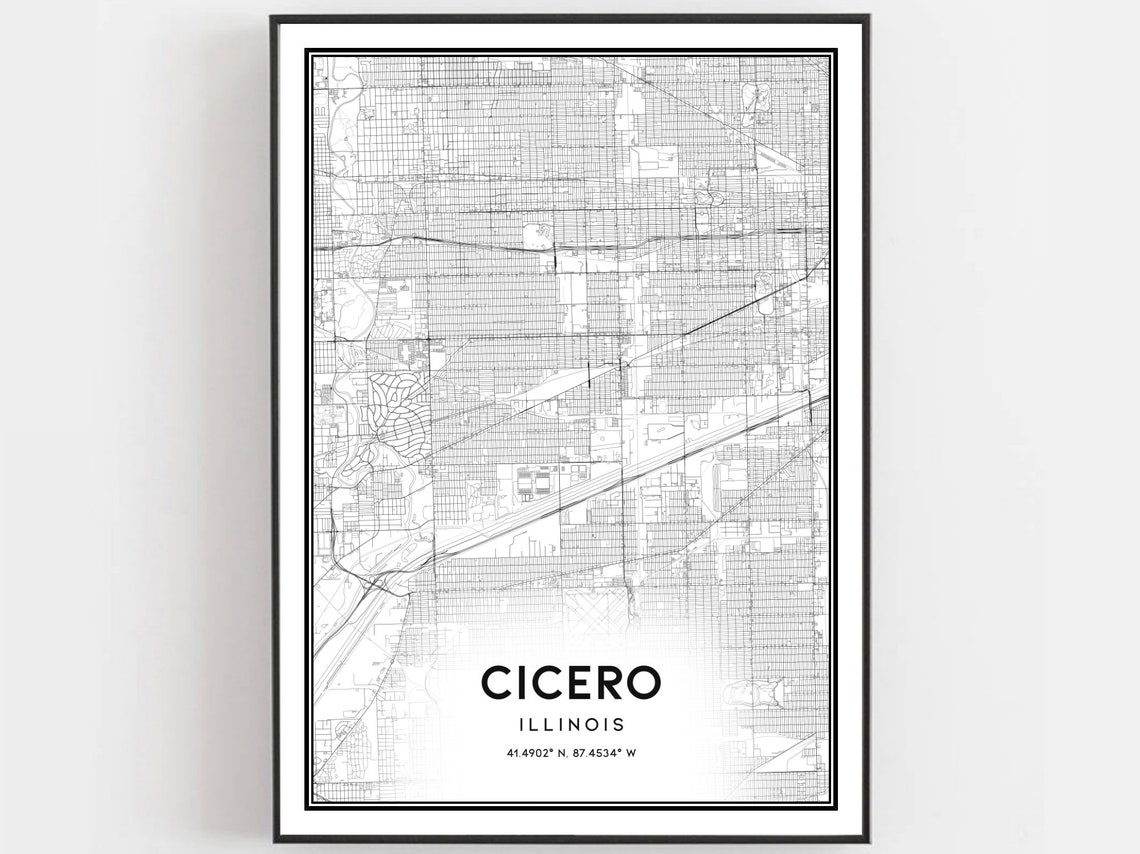 Cicero Map Print, Illinois Street Decor