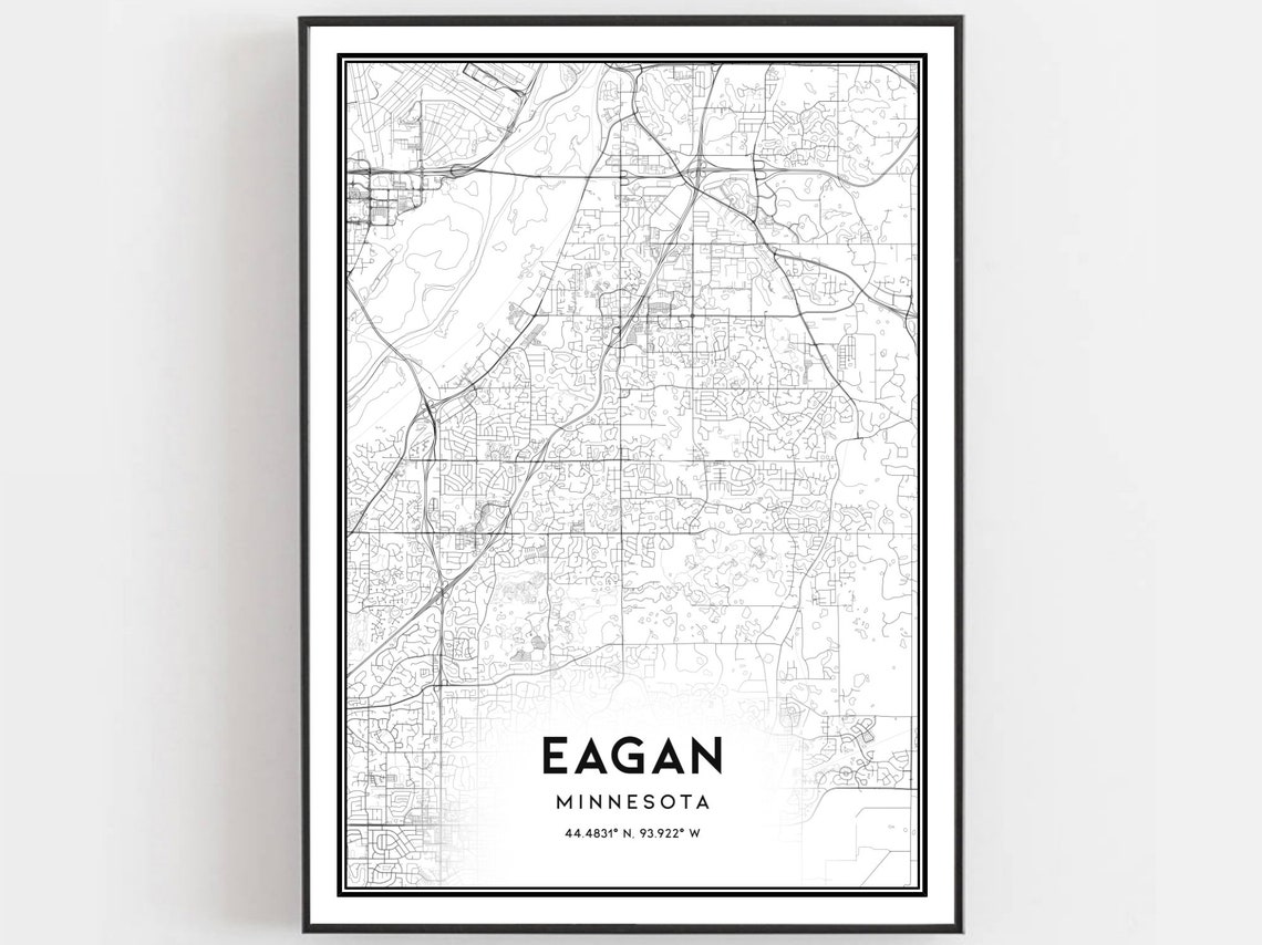 Eagan Minnesota Street Map Minimalist Black and White Poster