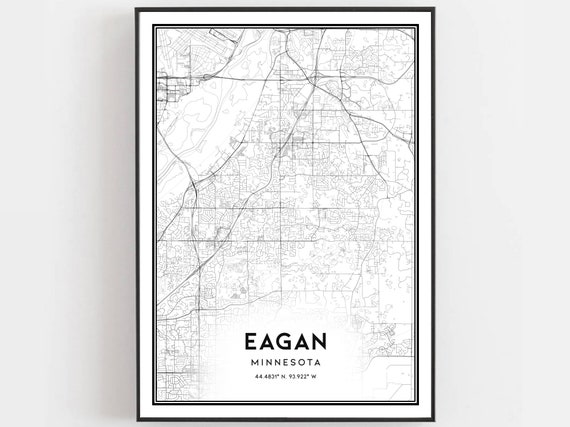 Eagan Map Print Poster Wall Art Mn City Minnesota Street Decor Road Gift B1156