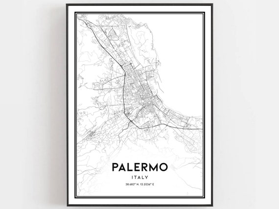 Palermo Map Print Poster Wall Art City Street Decor Road Gift