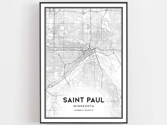 Saint Paul Map Print Poster Wall Art Mn City Minnesota Street Decor Road Gift B503