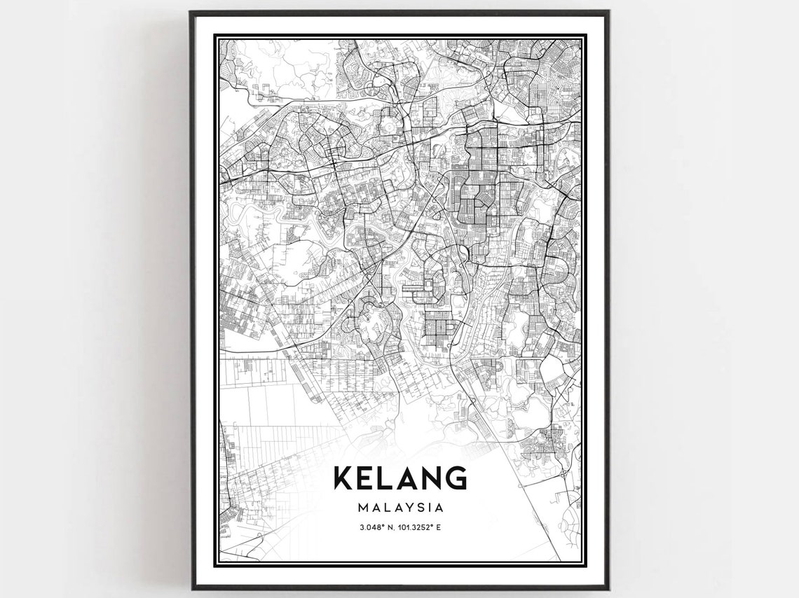 Kelang Malaysia Minimalist City Street Map Line Art Decor Poster