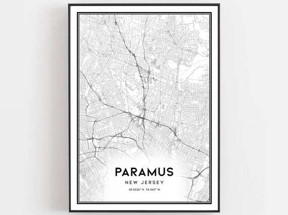 Paramus New Jersey Minimalist City Street Map Line Art Poster