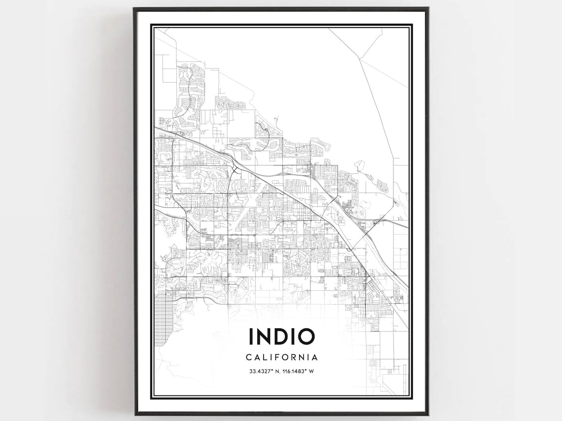 Indio Map Poster, California City Street Decor