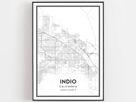 Indio Map Poster, California City Street Decor