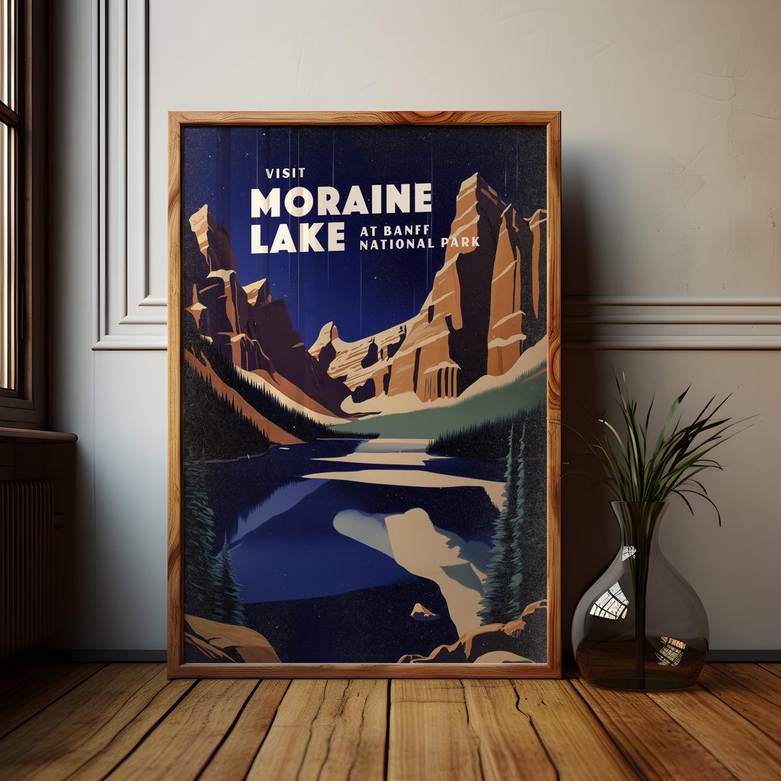 Moraine Lake Banff National Park Mountain Lake Night Sky Poster - Image 2