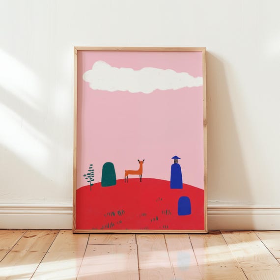 Nara Park Deer Art Print Japanese Illustration Zen Nature Wall Art Nursery Decor Asian Inspired Decor