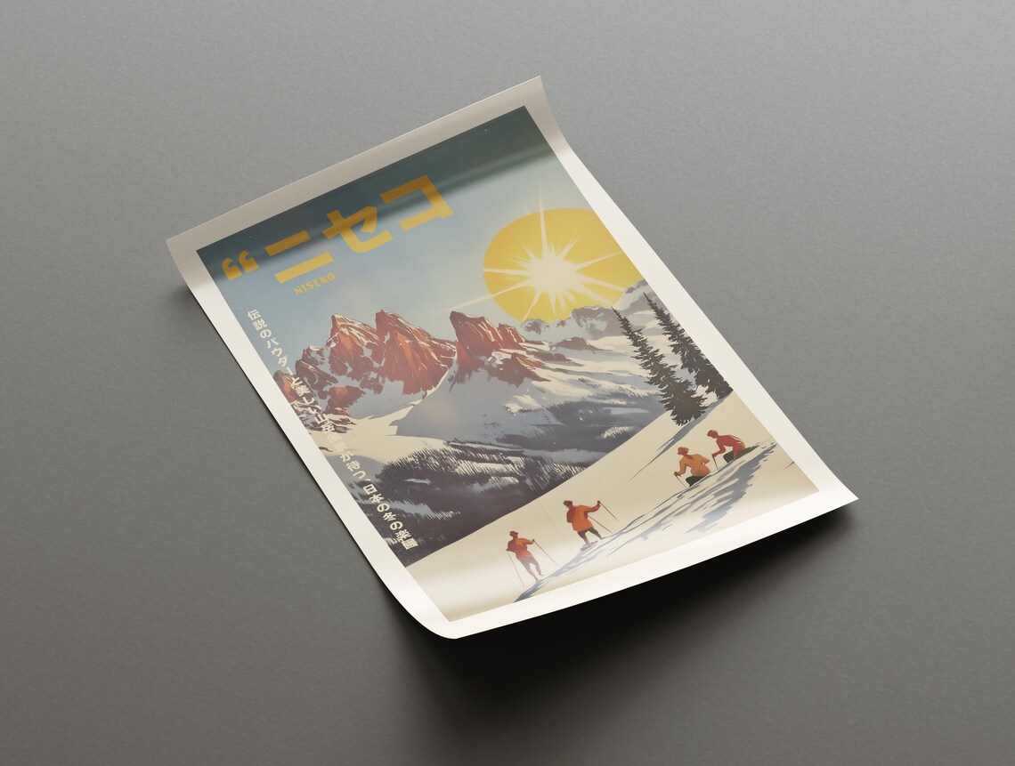 Vintage Niseko Ski Resort, Japanese Winter Travel Poster - Image 3