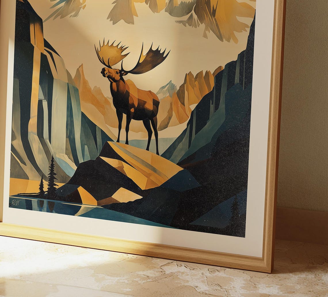 Glacier National Park Moose Mountain Peaks Vintage Art Poster - Image 6