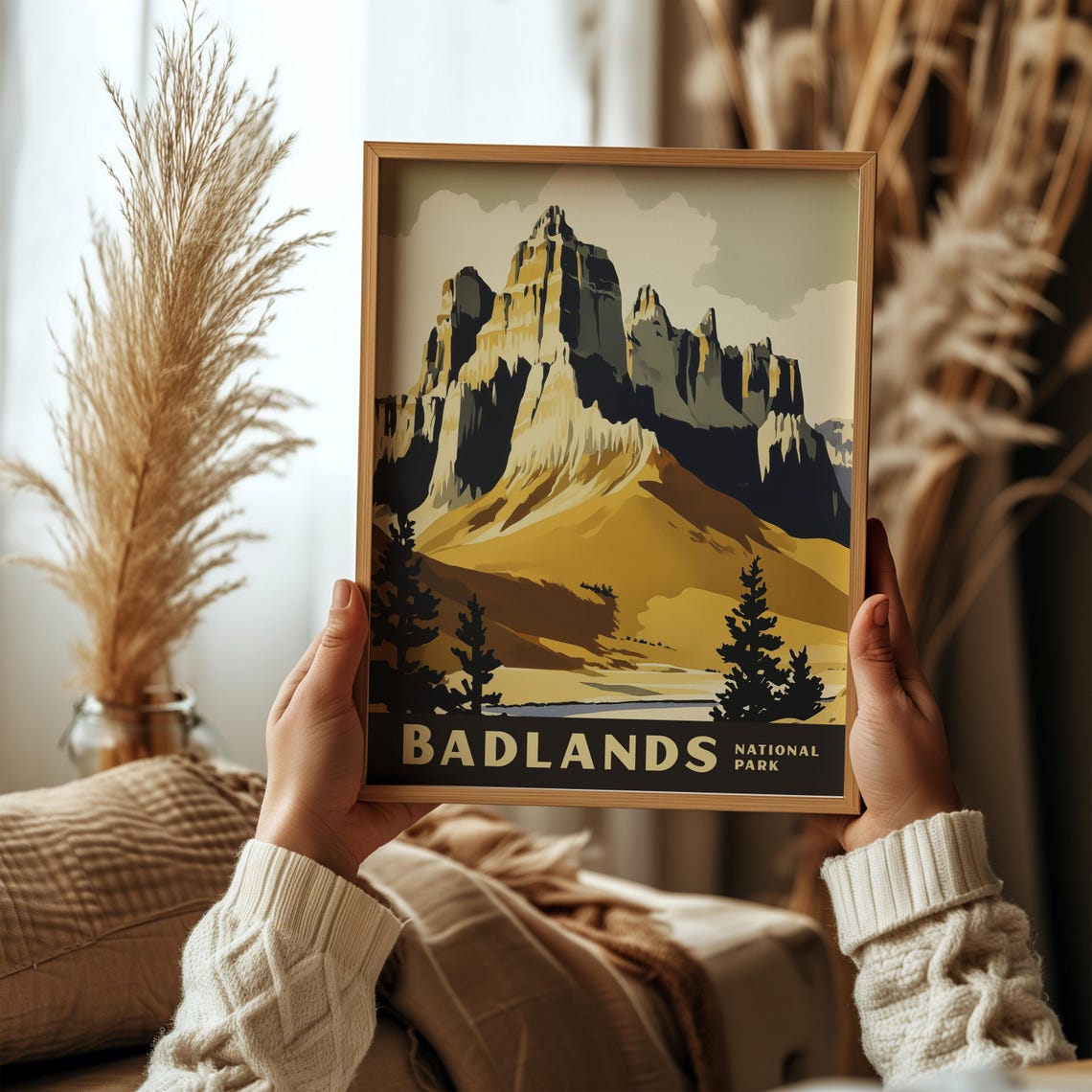 Badlands National Park Golden Buttes Retro Scenic Artwork Poster - Image 6