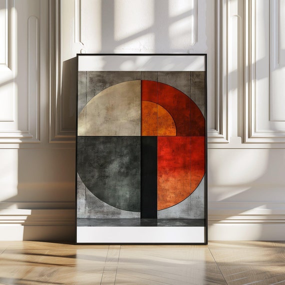 Modern Geometric Wall Art Abstract Circle Design Contemporary Home Dcor Large Print Minimalist Colour Block Artwork
