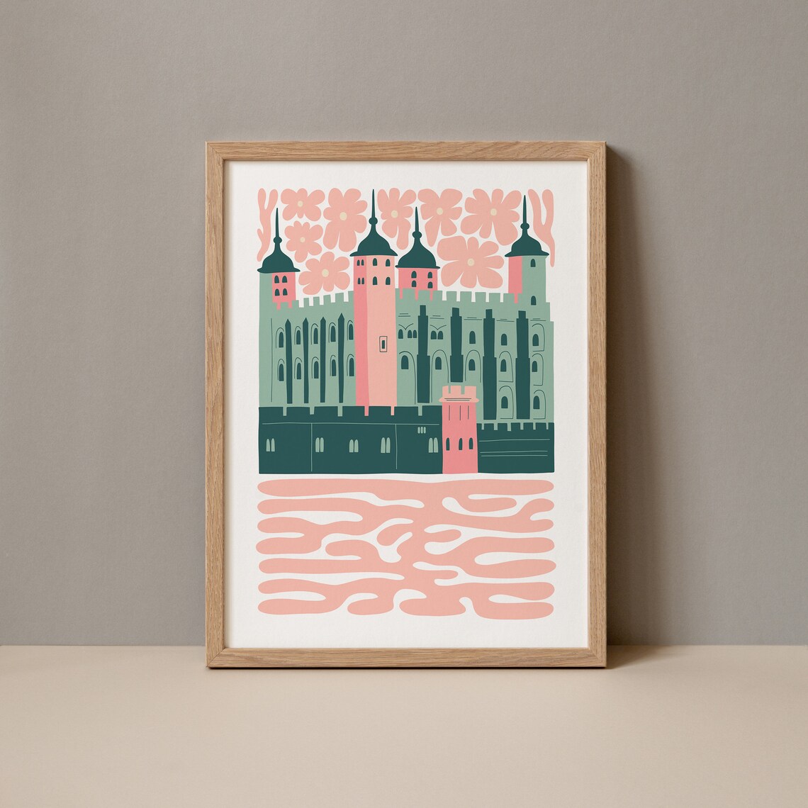 Tower of London England Castle Floral Abstract Art Wall Poster