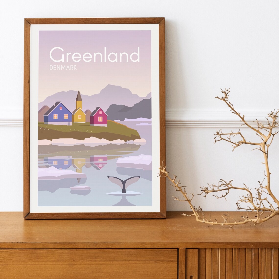 Greenland Denmark Colorful Arctic Village Whale Tail Fjord Poster - Image 4