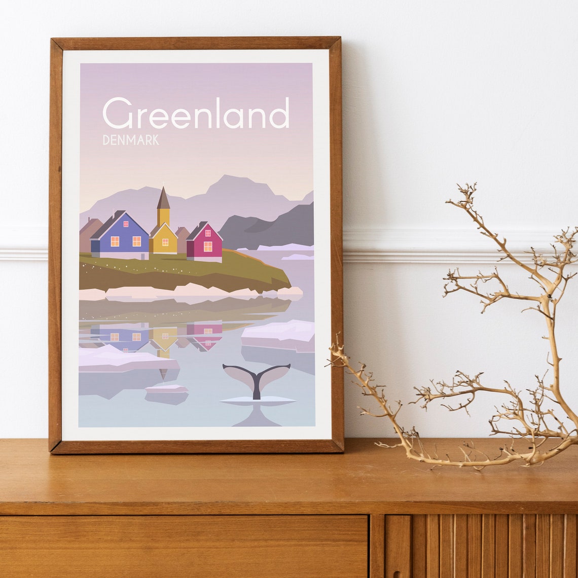 Greenland Denmark Travel Poster Greenland Wall Art Greenland Travel Print Greenland Wanderlust Poster Greenland Travel Illustration Art - Image 4