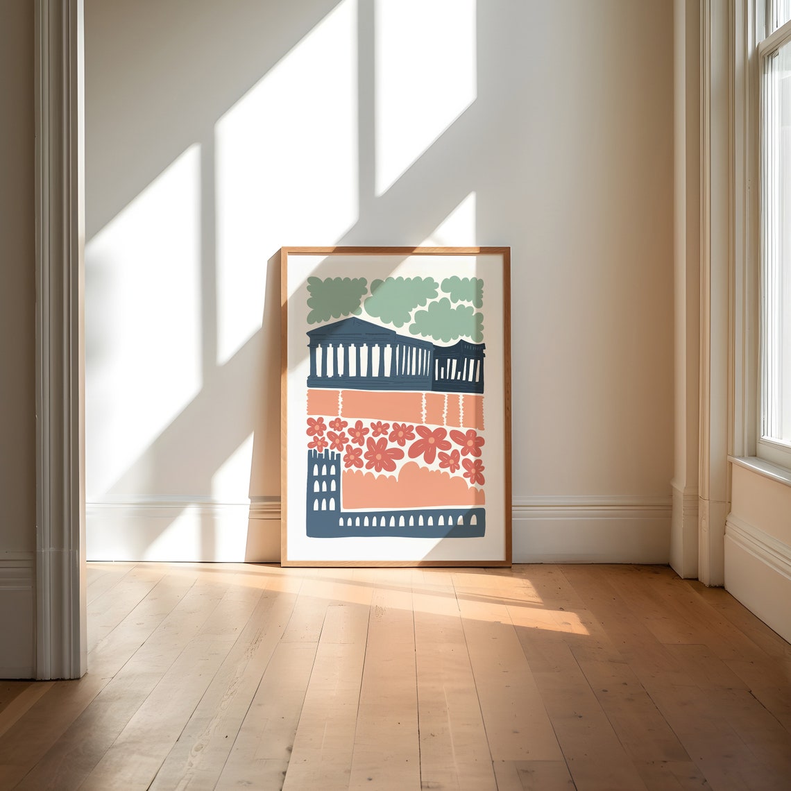 Athens Acropolis Greece Blue Parthenon Columns Abstract Art Poster - Image 3