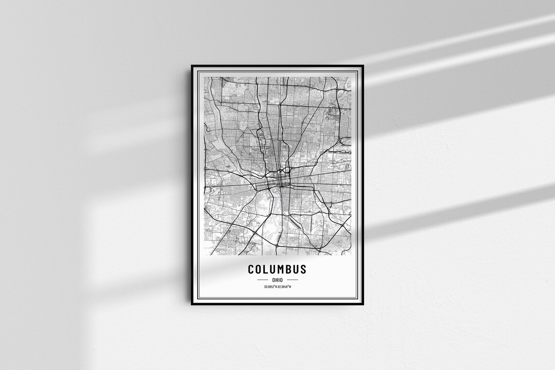 Columbus Ohio Minimalist Black White City Street Map Art Poster - Image 4
