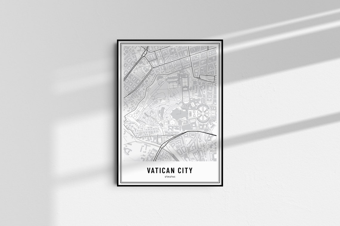 Vatican City Minimalist Street Map Black Line Art Poster Decor - Image 4