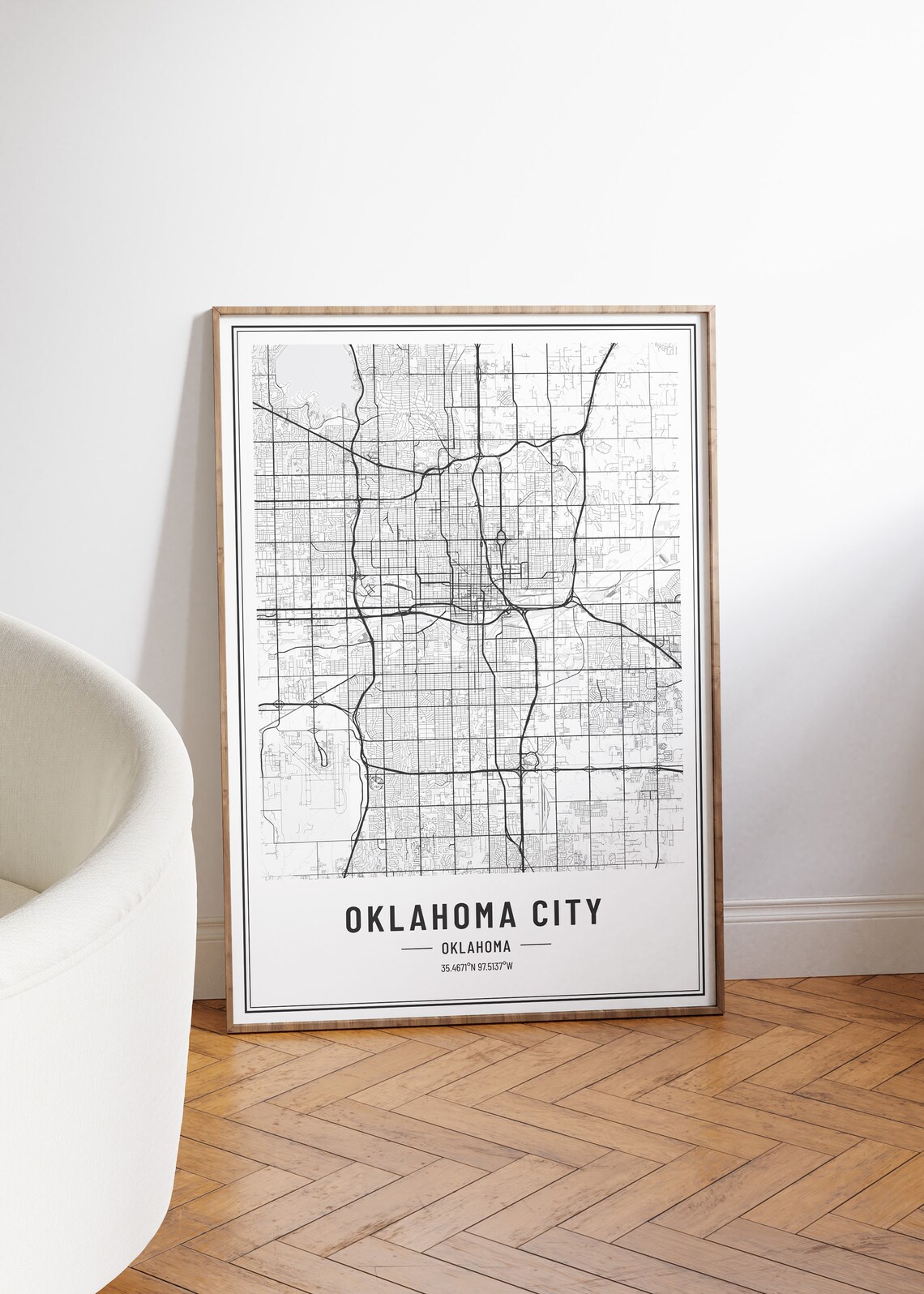 Oklahoma City Oklahoma Street Map Minimalist Black White Poster - Image 4