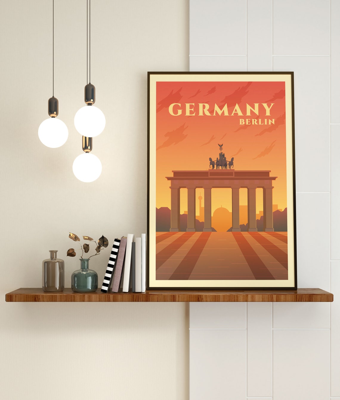 Germany Berlin Brandenburg Gate Vintage Sunset Travel Poster - Image 3