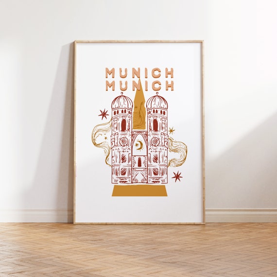 Munich Germany Illustration Art Print, Travel Poster