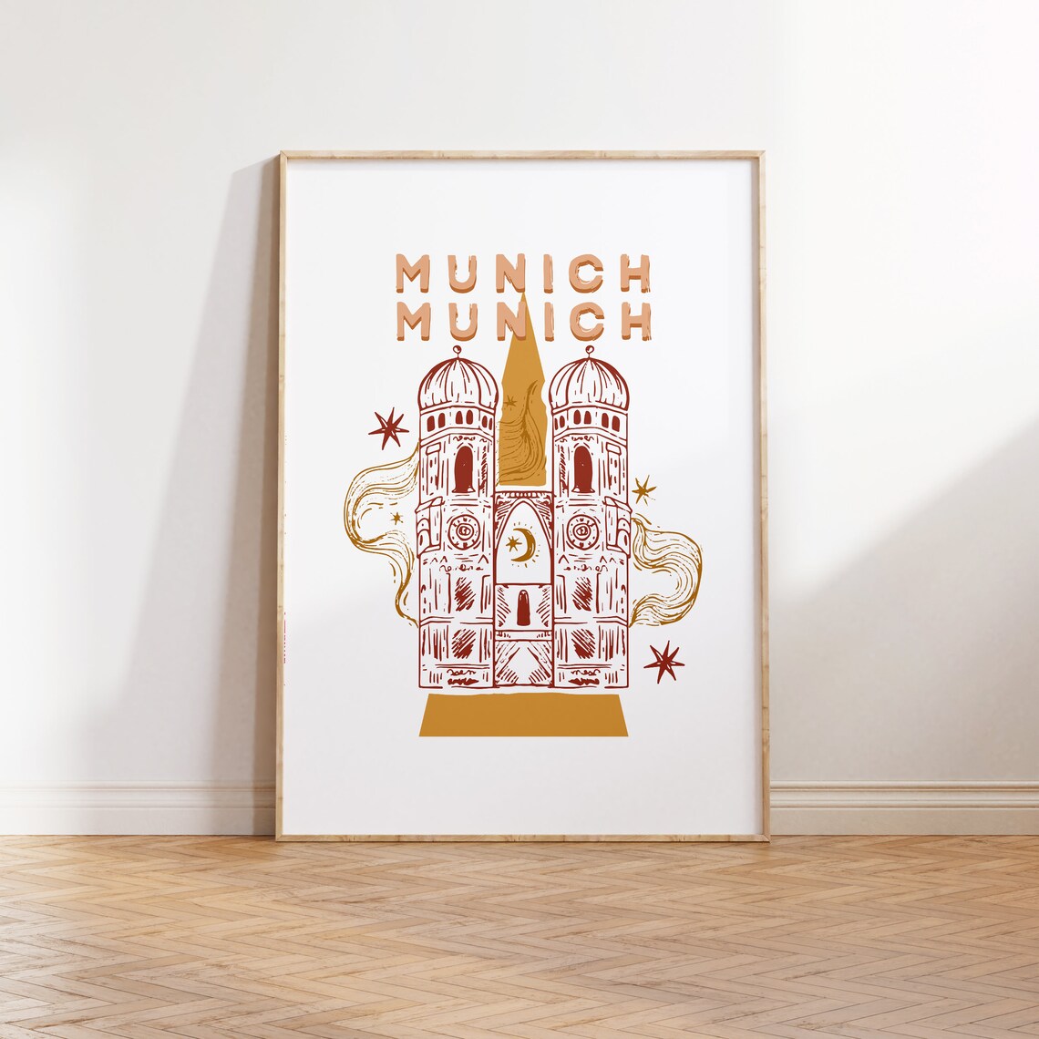 Munich Germany Illustration Art Print, Travel Poster