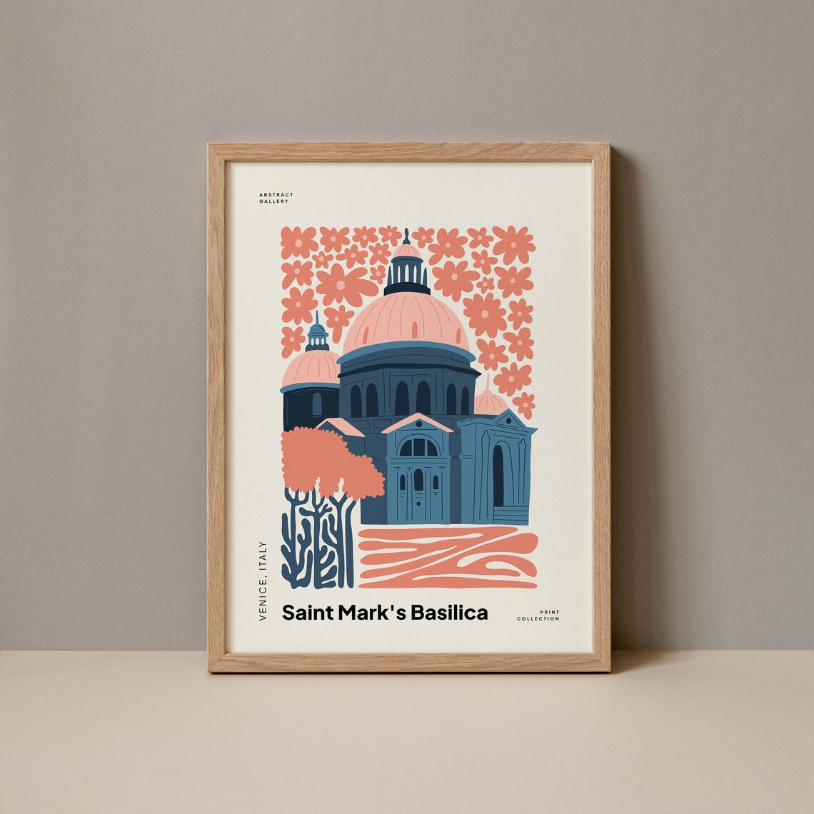 Saint Marks Basilica Venice Italy Coral Domes Floral Art Poster