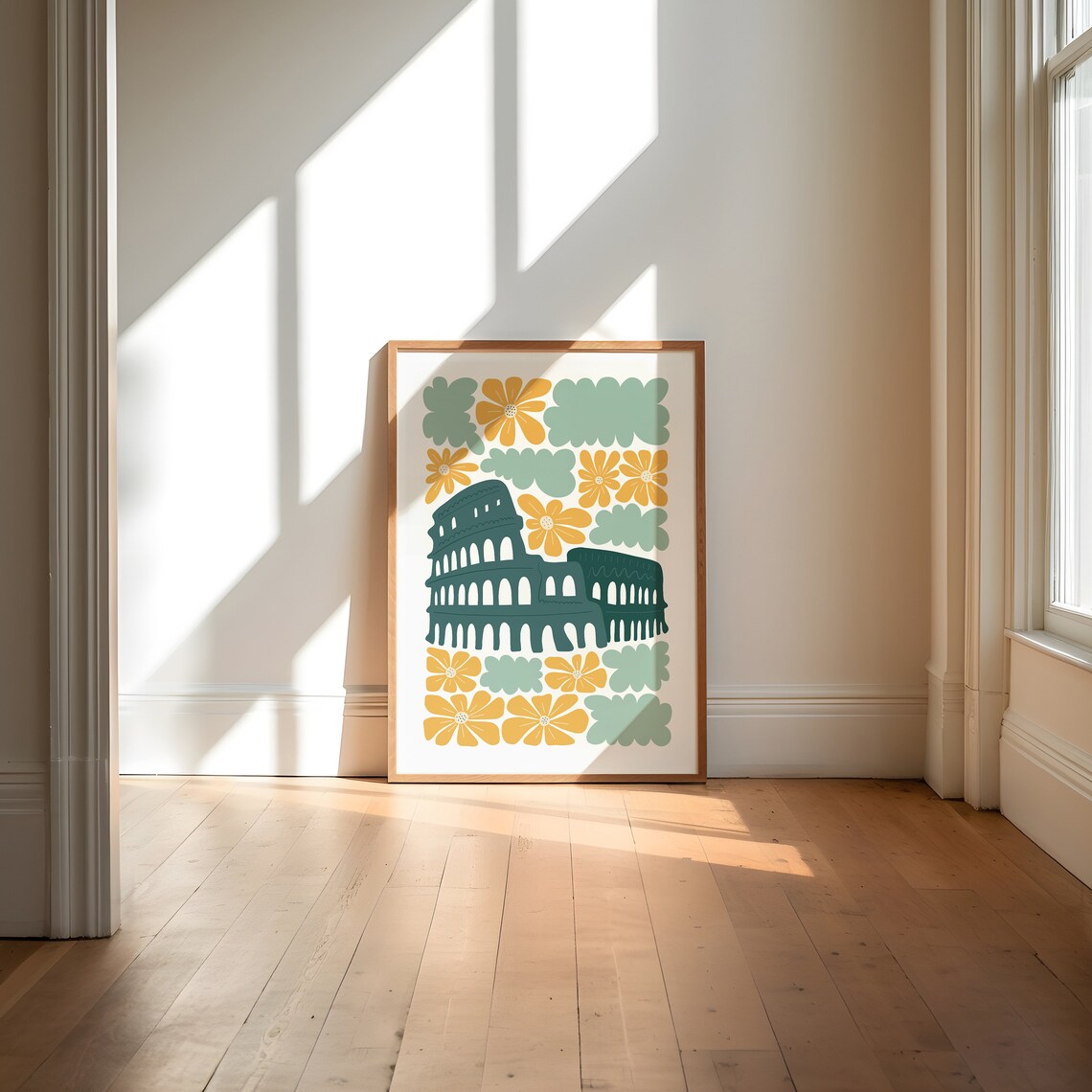 Colosseum Rome Italy Floral Meadow Vintage Botanical Art Poster - Image 3