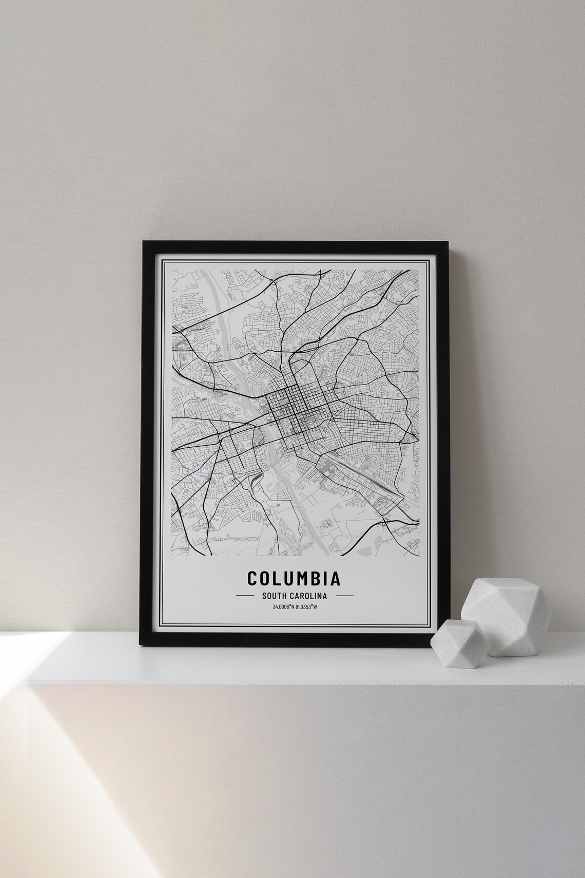 Columbia South Carolina Minimalist City Street Map Art Poster - Image 3