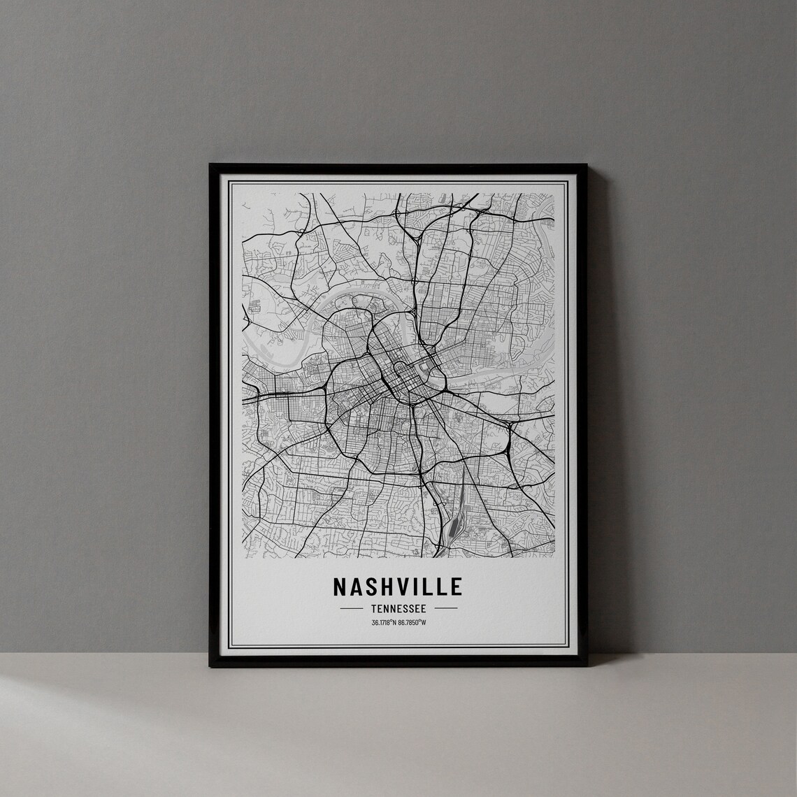 Nashville Tennessee Map Print Nashville Tennessee Map Poster Nashvillewall Art Nashville Art Print Nashville Tn City Coordinates