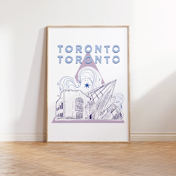 Toronto Canada Purple Line Art Historic Building Sketch Poster