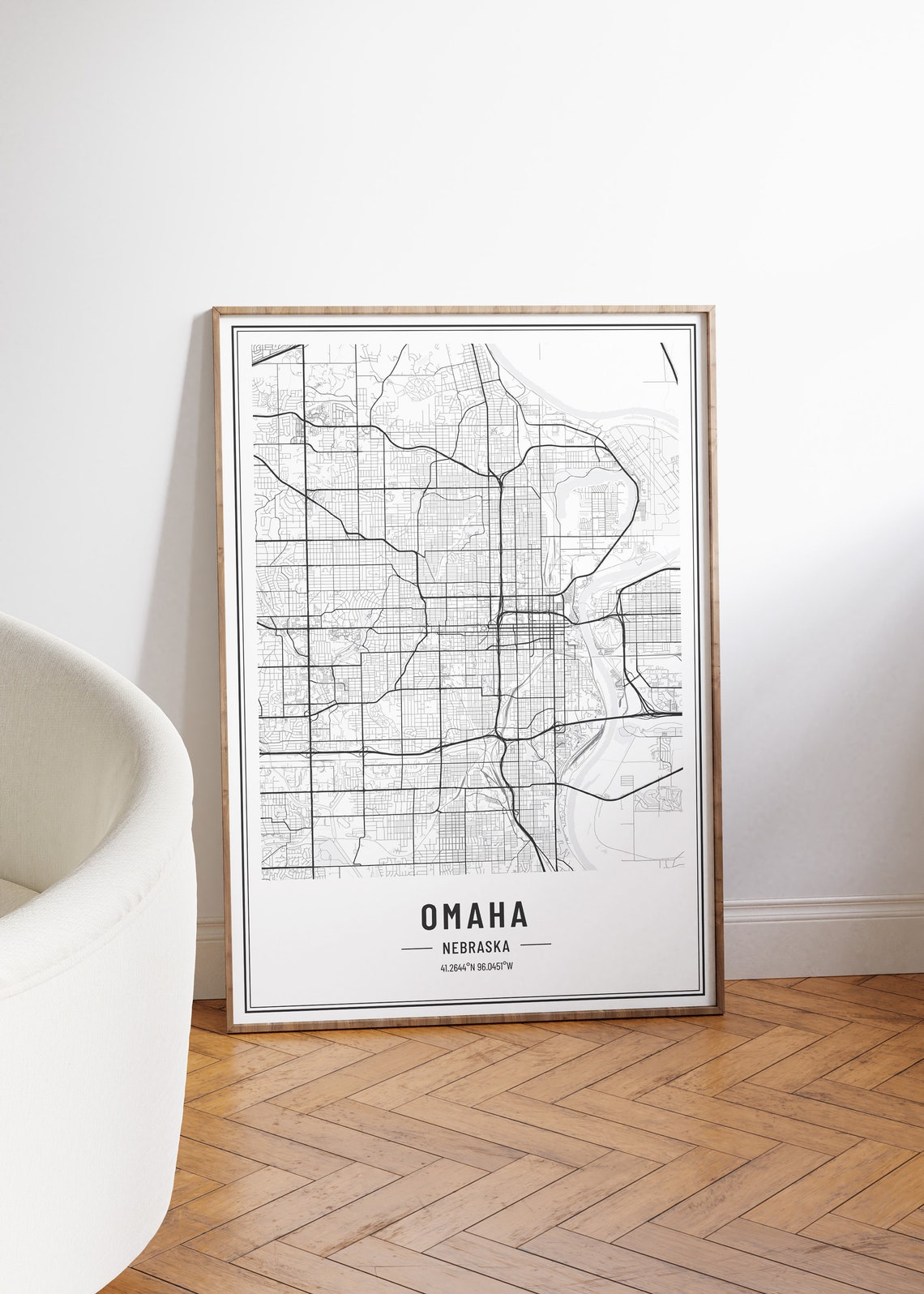 Omaha Nebraska Modern Black and White Minimalist City Map Poster - Image 5