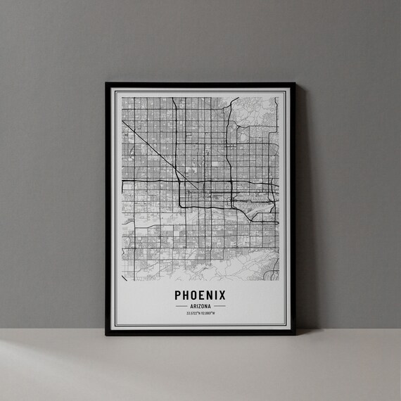 Phoenix Arizona City Map Minimalist Street Line Art Wall Poster