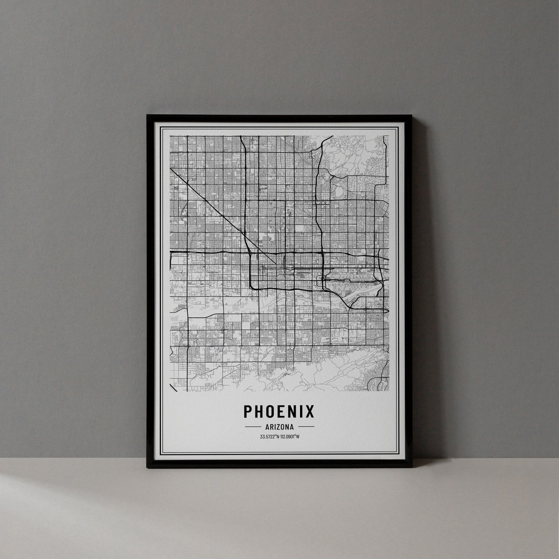 Phoenix Arizona City Map Minimalist Street Line Art Wall Poster