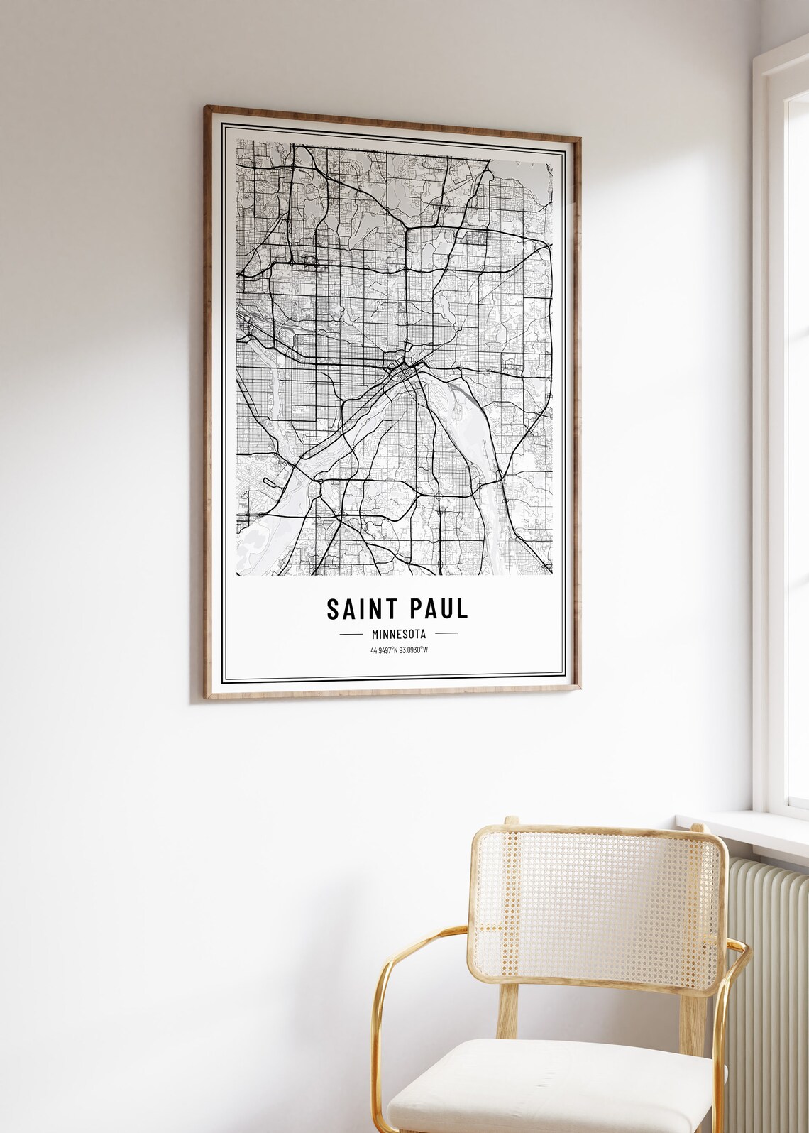 Saint Paul Minnesota Street Map Black and White Minimalist City Poster - Image 5