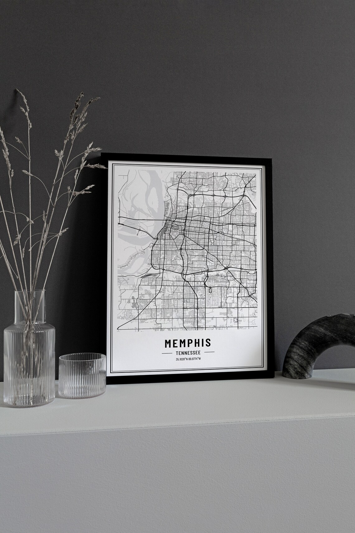 Memphis Tennessee City Map Minimalist Street Line Art Wall Poster - Image 3