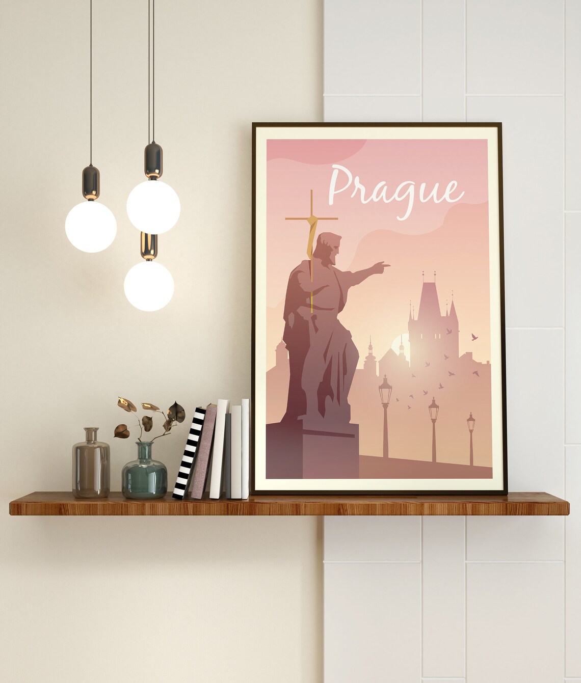 Prague Charles Bridge Statue Sunrise Czech Republic Travel Poster - Image 3