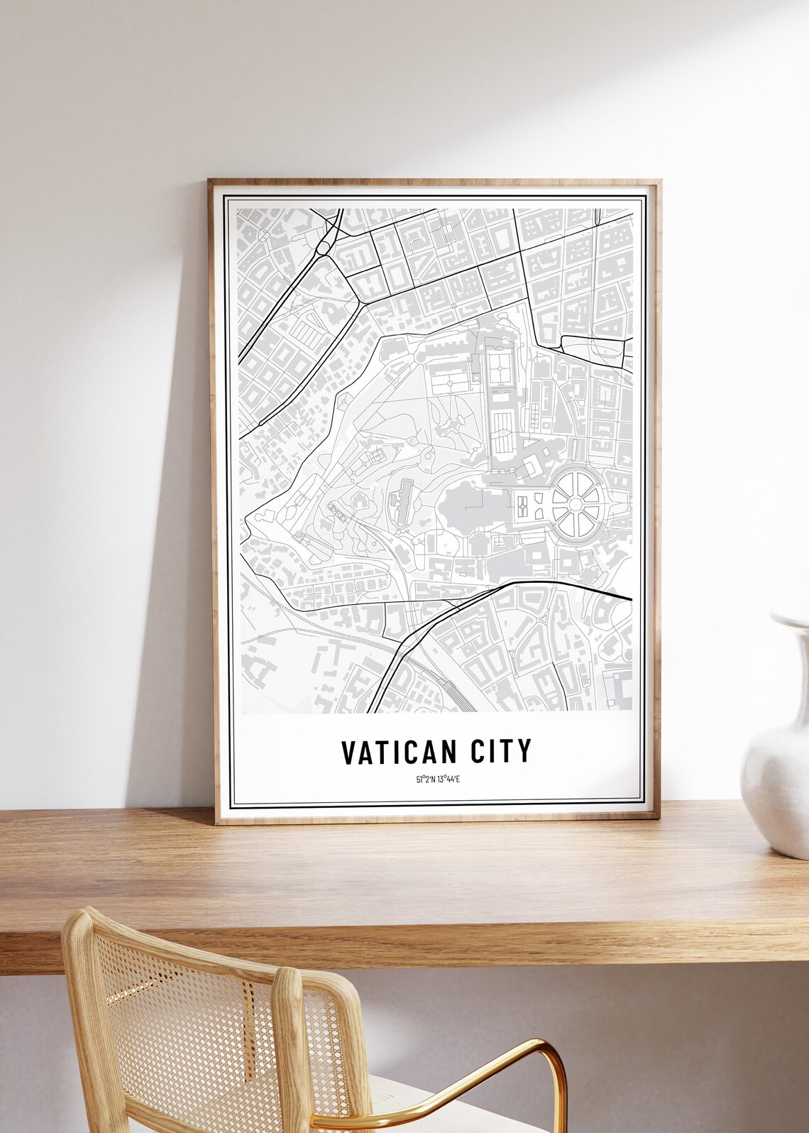 Vatican City Minimalist Street Map Black Line Art Poster Decor - Image 5