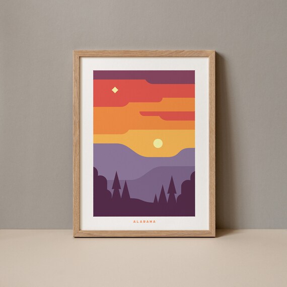 Alabama Geometric Poster Alabama Print Alabama Print Alabama Colorful Poster Alabama Travel Alabama Artwork Alabama Wall Art