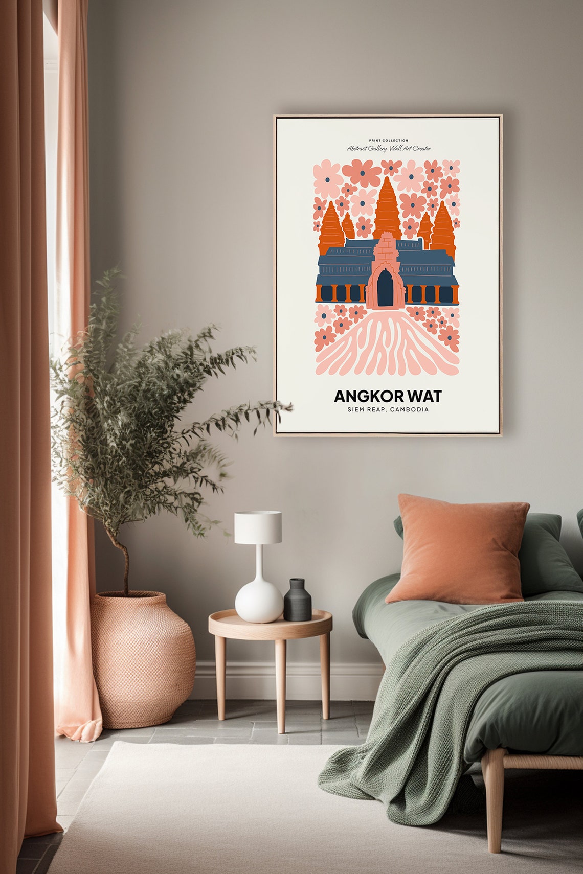 Beautiful Angkor Wat Cambodia Floral Abstract Temple Wall Poster - Image 4