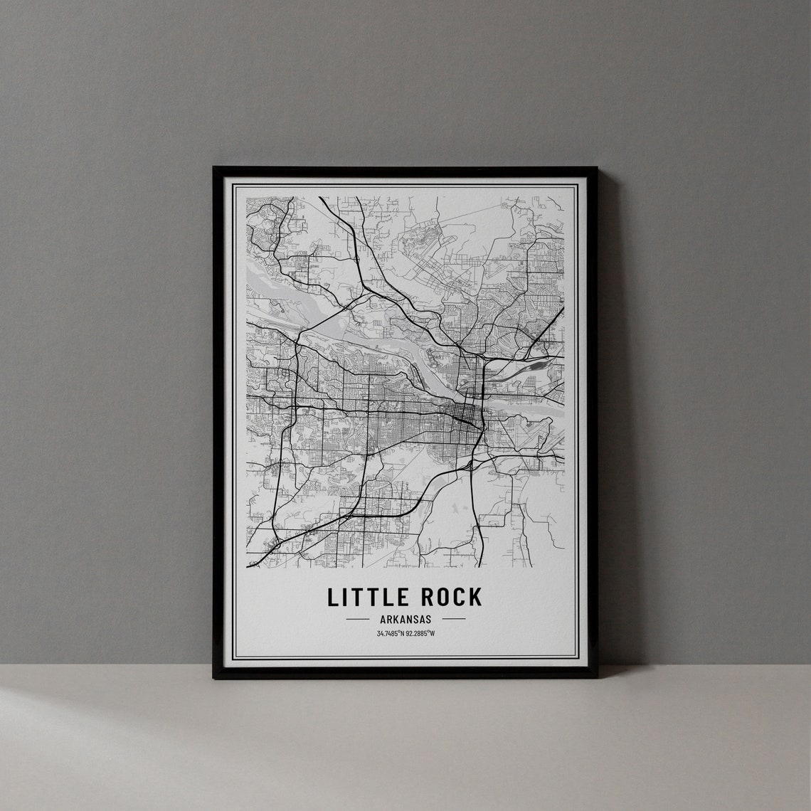 Little Rock Arkansas City Street Map Minimalist Black White Poster