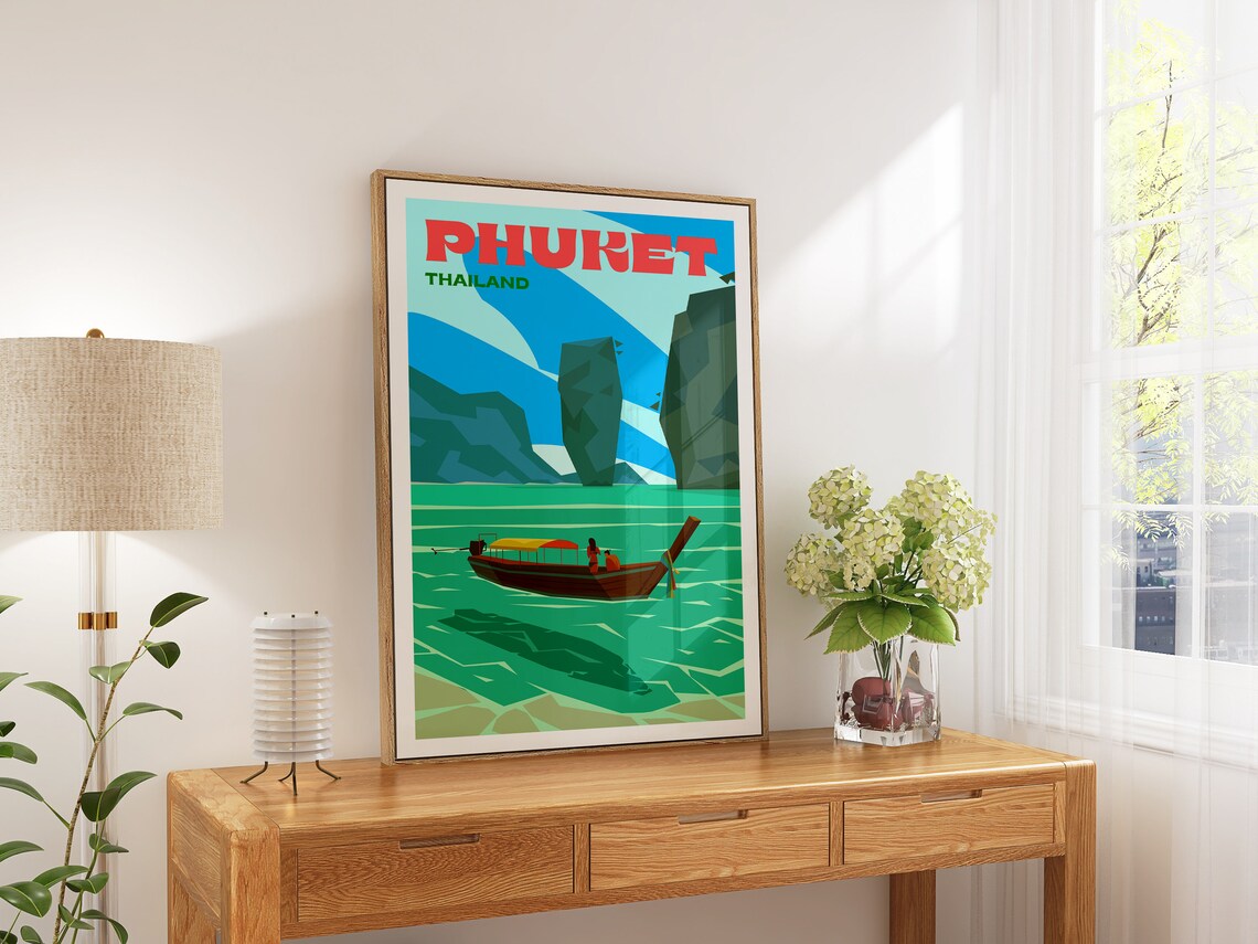 Phuket Thailand Longtail Boat Tropical Island Beach Travel Poster - Image 4