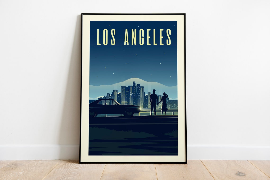 Los Angeles Usa Travel Poster Los Angeles Wall Art Los Angeles Travel Print Los Angeles Wanderlust Print Los Angeles Travel Illustration