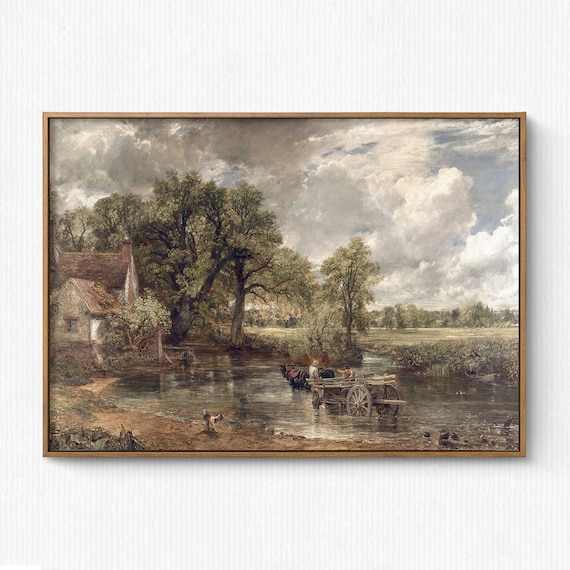 Vintage Landscape Oil Painting, Rustic Home Decor