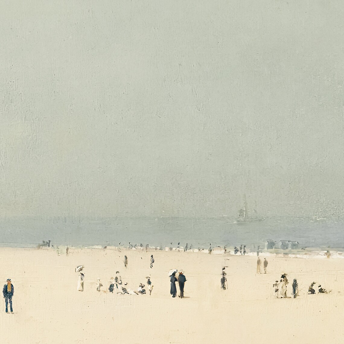 Muted Seascape Painting, Neutral Coastal Art Print - Image 2
