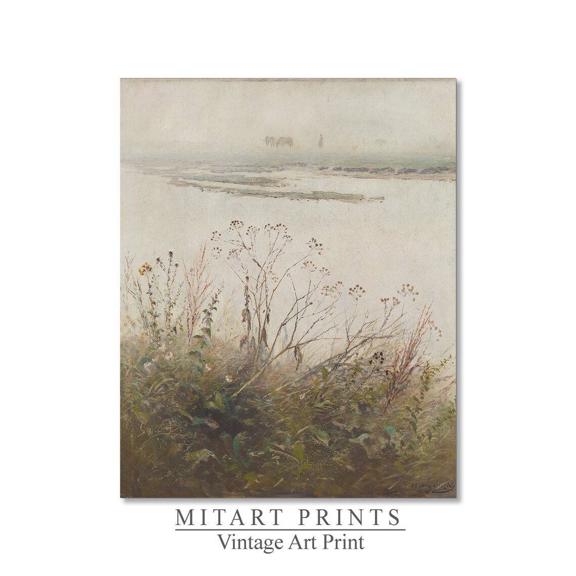 Vintage Botanical Seascape Landscape Art Print - Image 3